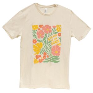 Steady As She Goes Floral T-Shirt - Heather Natural - Medium