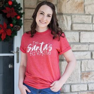 I'm Santa's Favorite T-Shirt,  Heather Red, XXL
