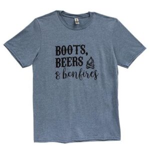Boots, Beers & Bonfires T-Shirt, Heather Indigo, XXL