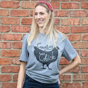Country Chick T-Shirt- Heather Graphite - Medium