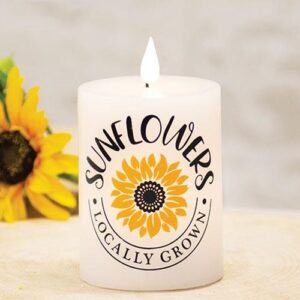 Locally Grown Sunflowers LED Pillar Candle, 3"x4"