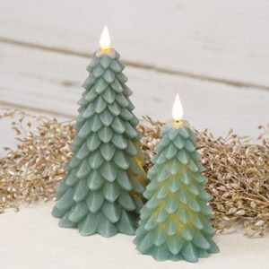 Green Wax Christmas Tree Timer Candle, 6.25"H
