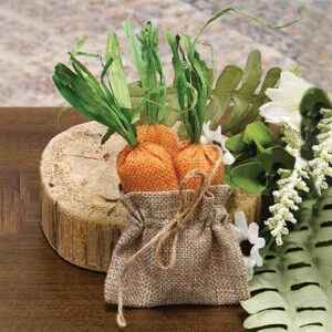 3/Set, Fabric Carrots in Burlap Bag