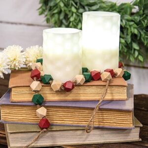 Holiday Geometric Wood Beaded Garland, 40"