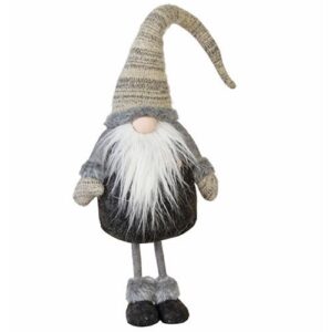 Standing Plush Gray Santa Gnome, 35"H