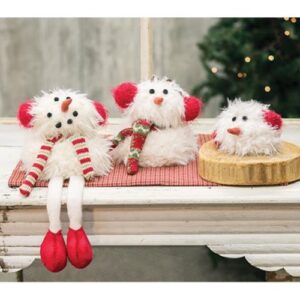 Furry Snowman w/Earmuffs Ornament