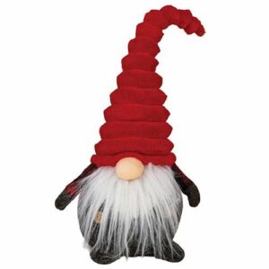 Small Plush Red/Dk Gray Plaid Santa Gnome w/Red Hat