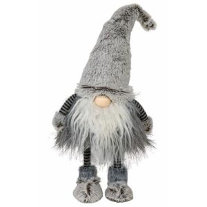 Plush Fluffy Gray Wobble Gnome w/Fur Leg