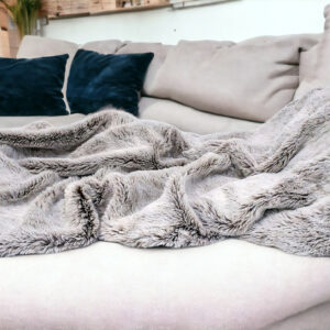 Gray Faux Fur Ombre Plush Throw