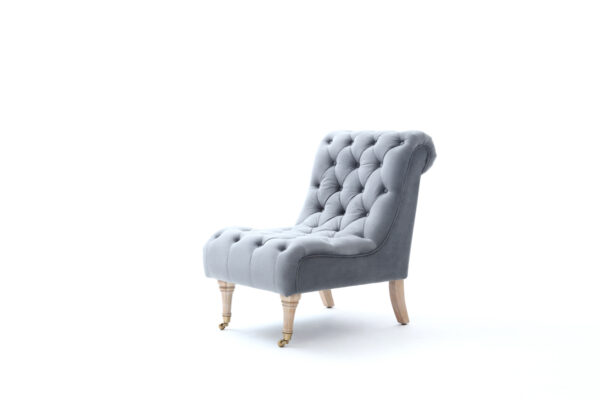 24" Gray And Brown Fabric Tufted Side Chair