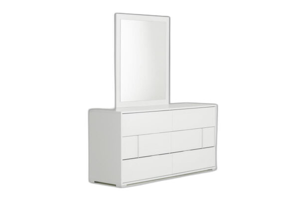 61" White Six Drawer Double Dresser