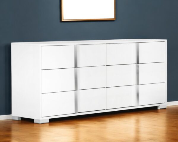 66" White Six Drawer Double Dresser