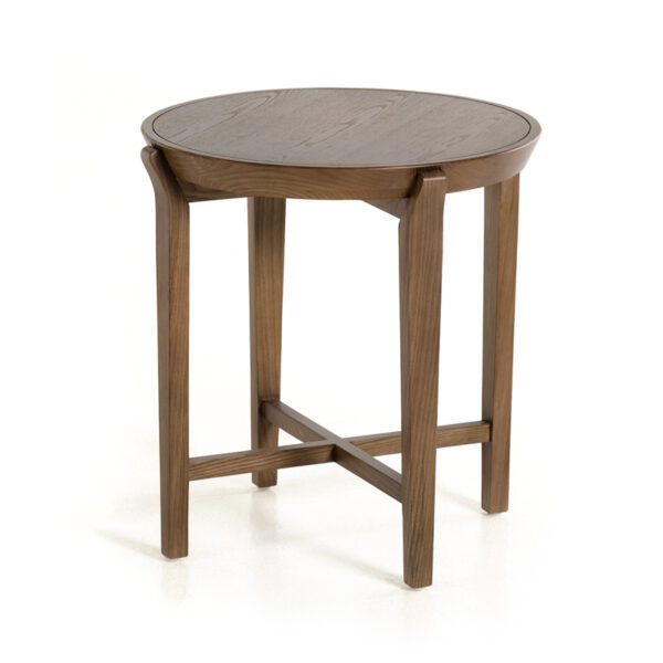 25" Walnut Wood And Veneer Side Table