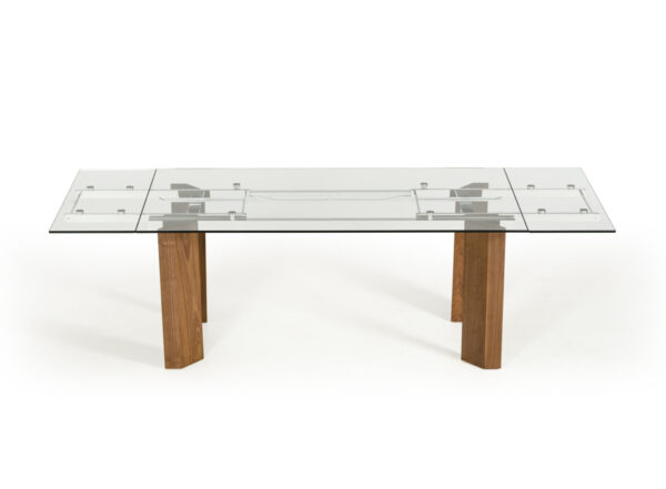 30" Glass  Wood  And Aluminum Extendable Dining Table