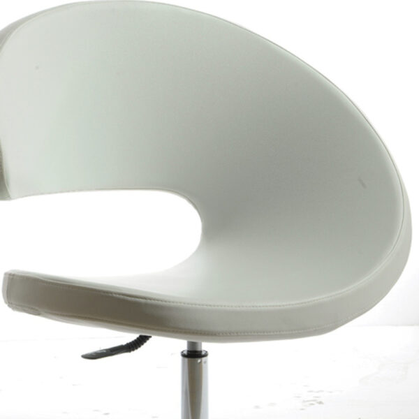 26" White And Silver Leather Swivel Lounge Chair