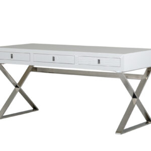 21" White Crocodile Mdf And Steel Desk