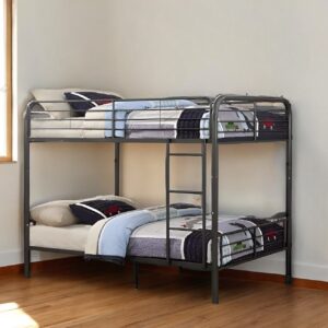 79" X 57" X 65" Gunmetal Metal Tube Full Over Full Bunk Bed