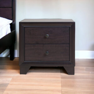 22" Espresso Two Drawers Solid Wood Nightstand
