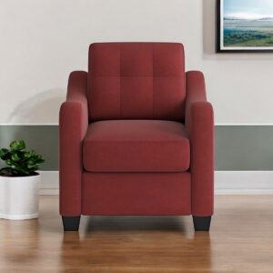 34" Red and Brown Linen Arm Chair