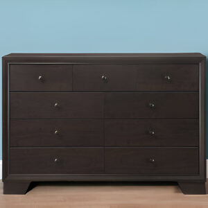 57" Espresso Solid and Manufactured Wood Nine Drawer Double Dresser