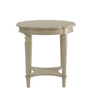 24" Off White Solid Wood Oval End Table With Shelf