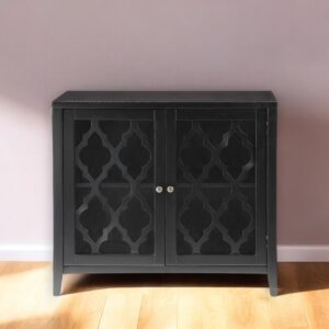 34" Black Sideboard with Two Glass Doors