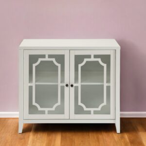34" White Sideboard with Two Glass Doors