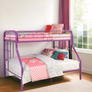 78" X 54" X 60" Twin Over Full Purple Metal Tube Bunk Bed