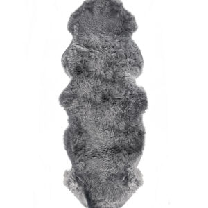 6' Gray Genuine Sheepskin Animal Print Shag Area Rug