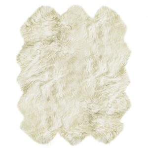 6' X 6' Natural Sheepskin Non Skid Area Rug