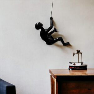 6" X 4" Black Resin Climbing Man Hanging Dimensional Sculpture