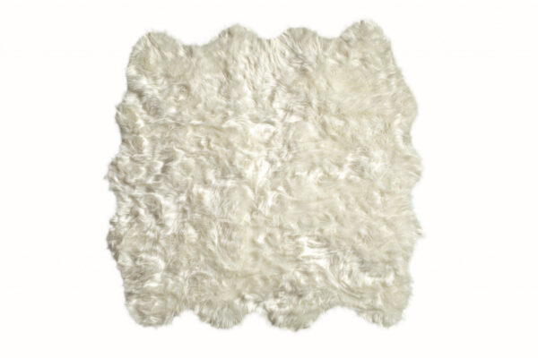 6' X 6' Off White Animal Print Shag Area Rug