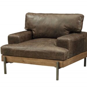 41" Chocolate and Gray Faux Leather Chair and a Half