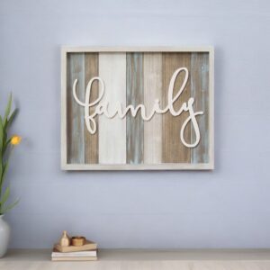 Distressed Family White Wood Wall Decor