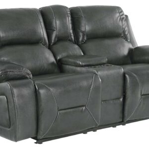 77" Gray Faux Leather Manual Reclining Love Seat With Storage