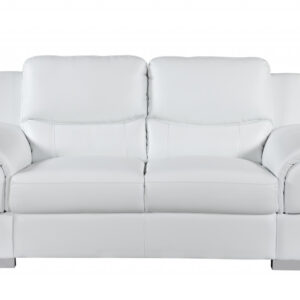 69" White And Silver Faux Leather Love Seat