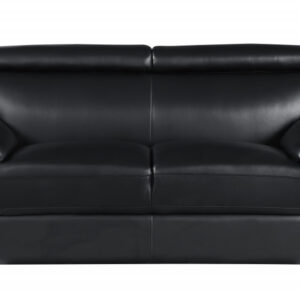 69" Black And Silver Faux Leather Loveseat
