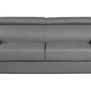 86" Gray Leather Sofa With Silver Legs