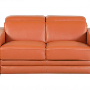 71" Camel And Silver Genuine Leather Love Seat