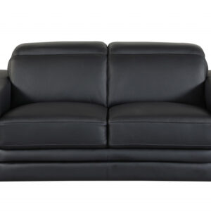71" Black And Silver Genuine Leather Love Seat
