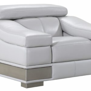 49" Gray Genuine Leather Arm Chair