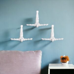 Set of Three White Resin Diving Man Hanging Dimensional Sculpture