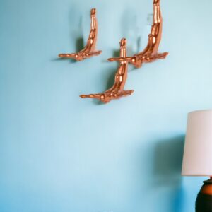 Set of Three Bronze Resin Diving Man Hanging Dimensional Sculpture