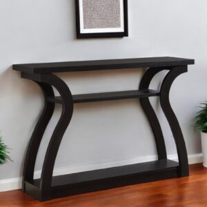 47" Espresso Floor Shelf Console Table With Storage