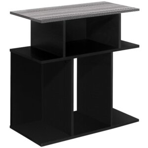 24" Gray and Black Wood Floor Shelf End Table With 6
