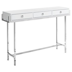 48" White and Silver Console Table And Drawers
