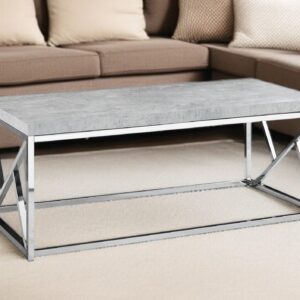47" Gray And Silver Iron Coffee Table