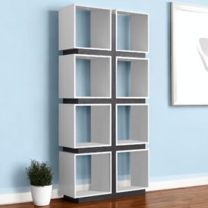71" White Wood Eight Tier Cube Bookcase