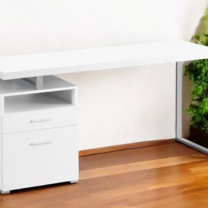 24" White and Silver Computer Desk With Two Drawers