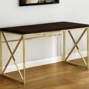 47" Espresso and Gold Writing Desk